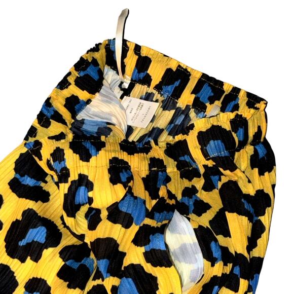 Issey Miyake IM02KN782 Pleated Leopard Skirt Yellow Blue Size 1 - Picture 7 of 12